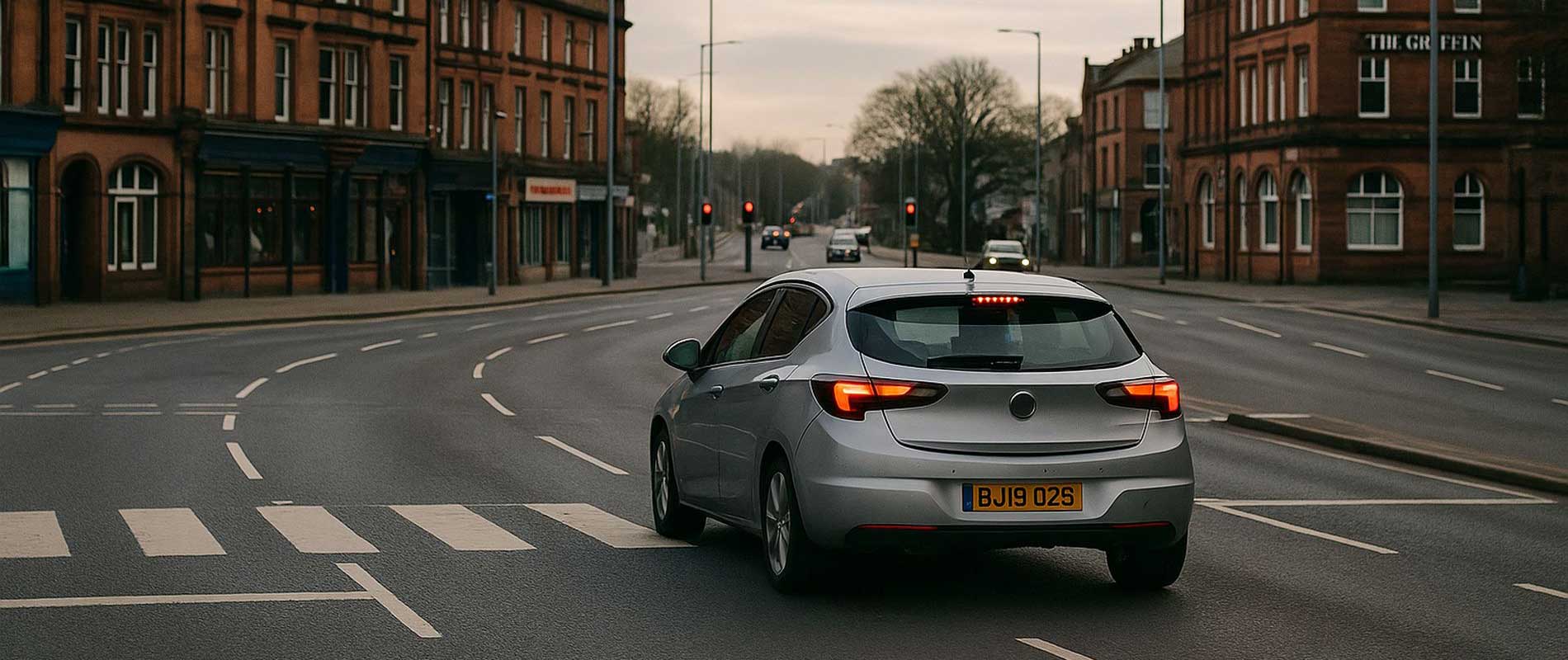 Traffic building up during the school run in carlisle