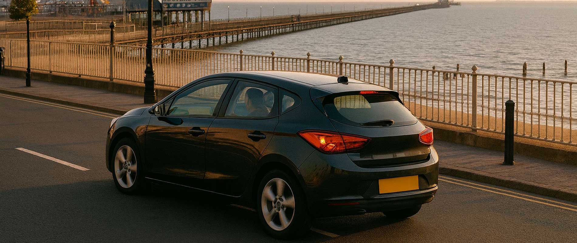 Cars pulling away from traffic lights in southend-on-sea