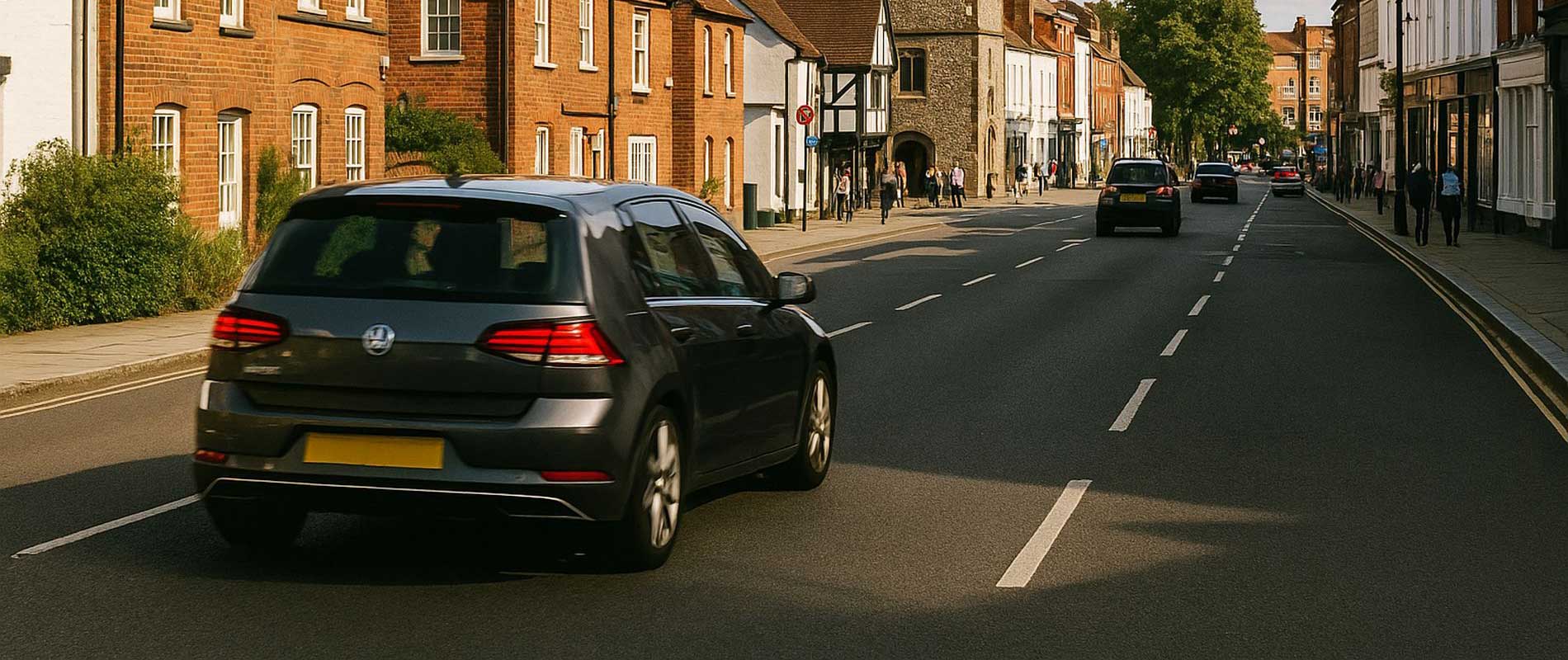 A white car waiting in line with others in st albans