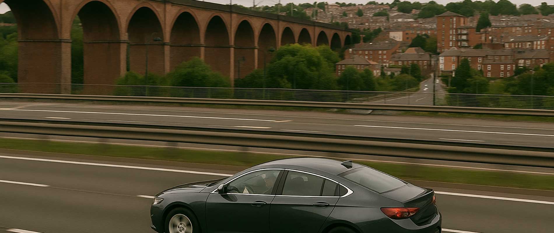 Cars parked close together on a narrow road in stockport