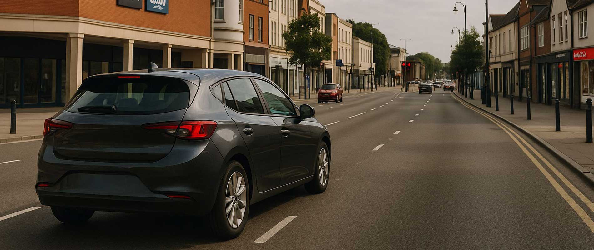 Cars on the move through morning fog in swindon