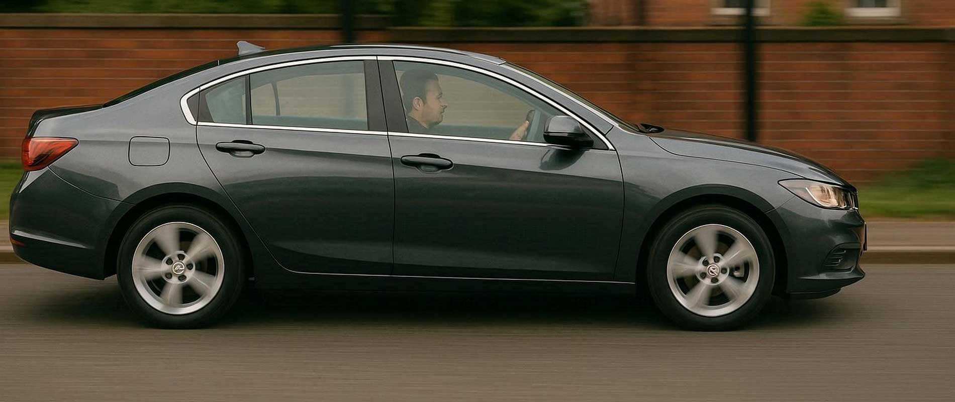 Cars driving through steady drizzle in wakefield