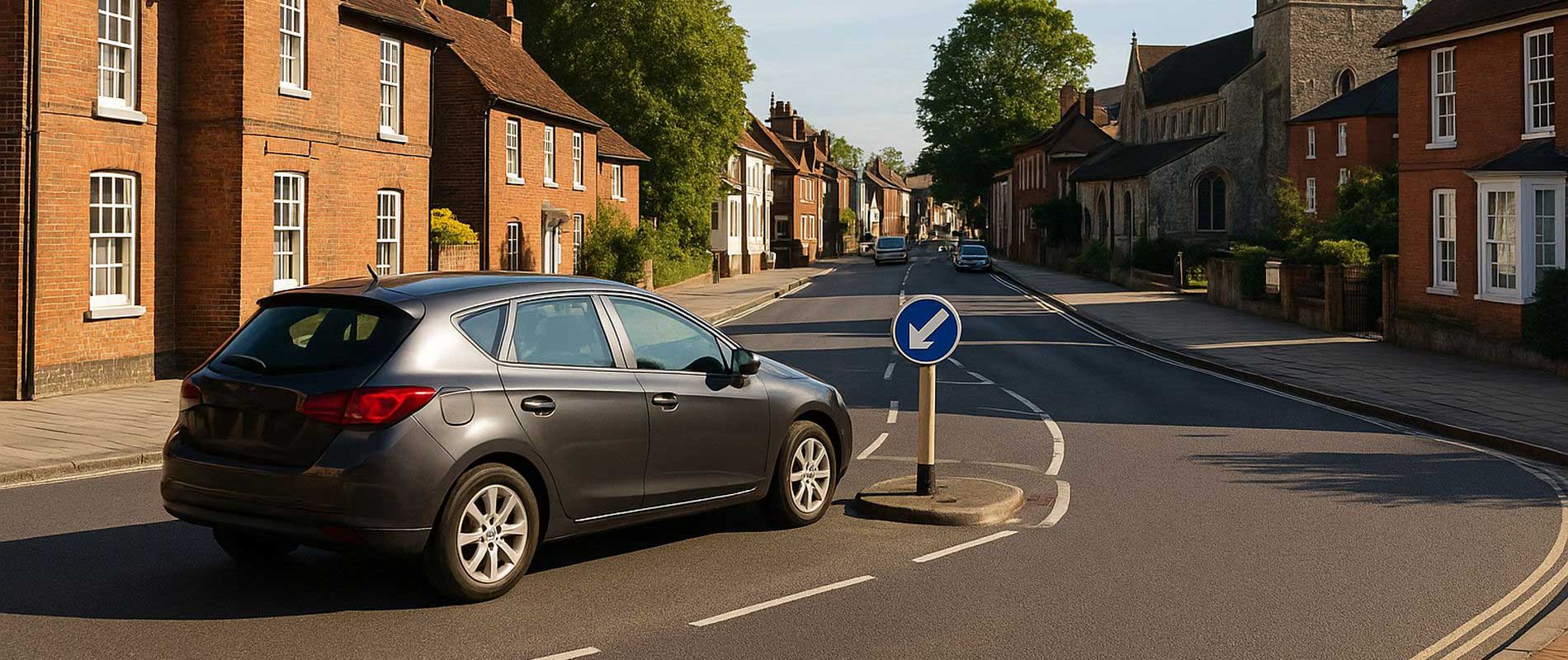 Cars and vans sharing a busy road in winchester